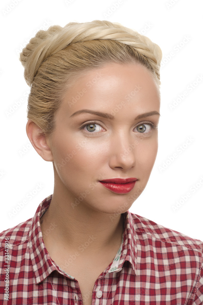 Pretty Young Lady In Checkered Chemise Stock Photo Adobe Stock