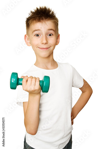 boy with dumbbell