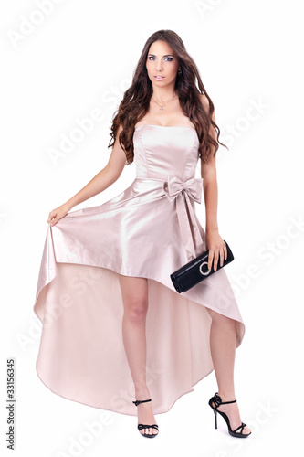 woman in a white elegance dress