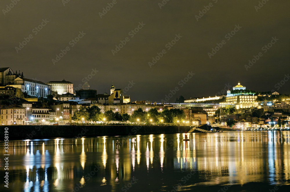 porto riverside by night in portugal porto riverside by night in portugal