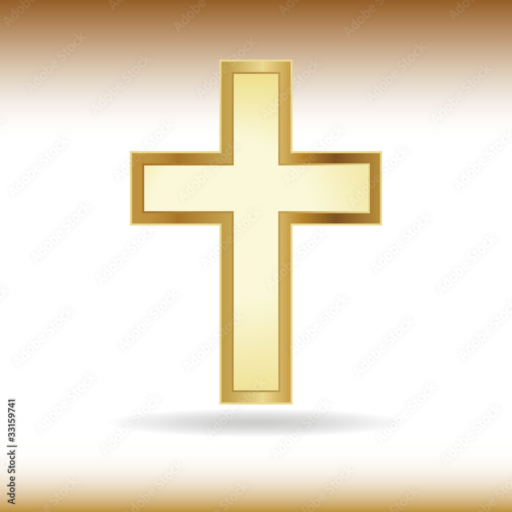 Golden cross. Symbol of the Christian faith.