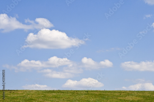 White clouds on blue sky.