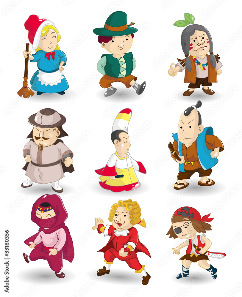 cartoon story people icon set