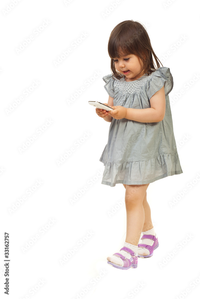 Walking girl searching on phone mobile Walking girl searching on phone mobile