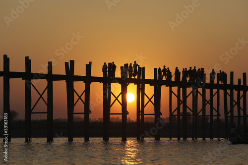 Sonnenuntergang U-Bein-bridge, Mandalay, Myanmar