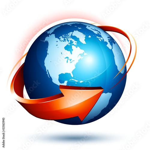 Obraz na płótnie planète terre flèche - earth globe arrow w salonie