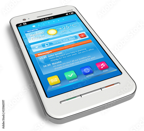 White touchscreen smartphone