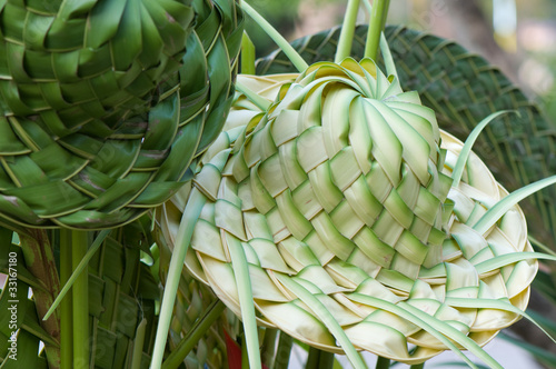 hat made from coconut leaves