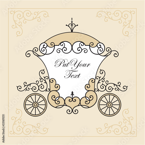 wedding invitation design with carriage