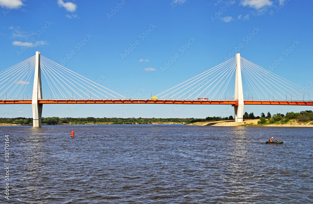 Fototapeta premium Big cable-braced bridge in Murom, Russia