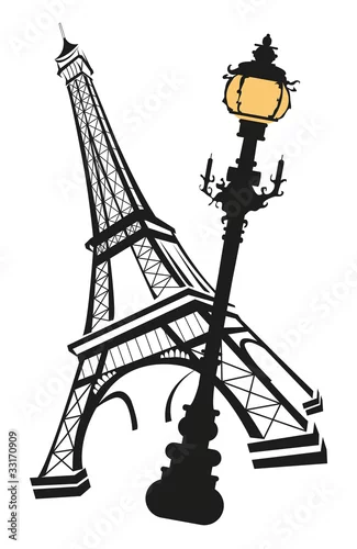Naklejka na ścianę Wieża Eiffla z latarnią uliczną
