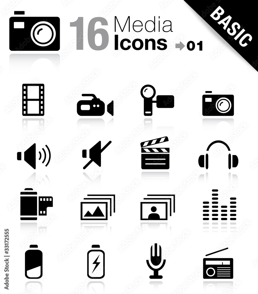 Basic - Media Icons 01 Stock Vector | Adobe Stock