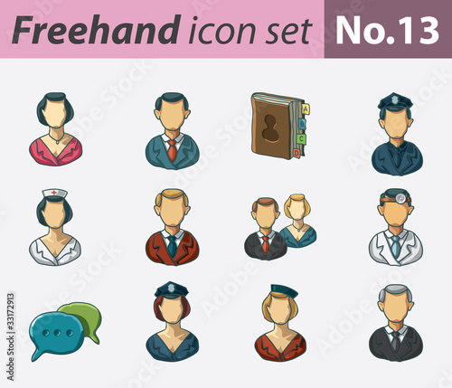 Freehand icon set - occupations