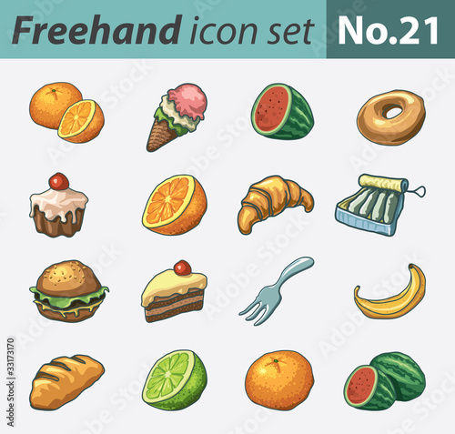 Freehand icon set - food