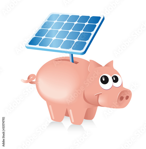 Sparschwein mit Solarzelle