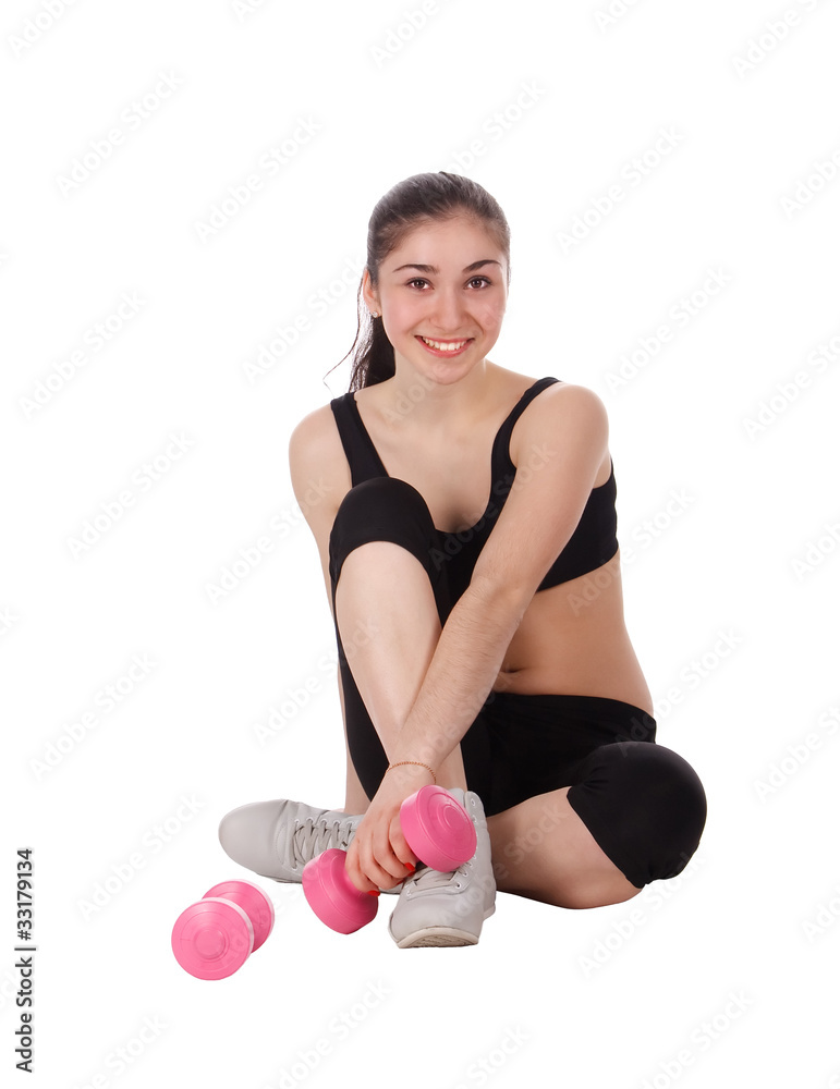 Fitness woman with dumbbell