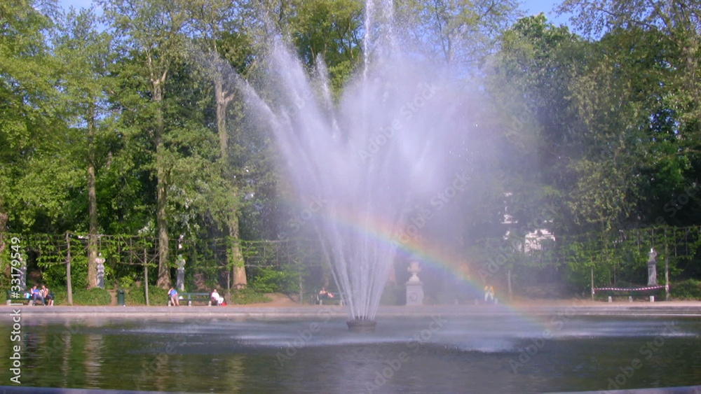Rainbow fountain in Parc de Brussells, Belgium