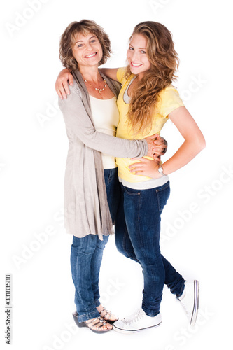 Mother and daughter embracing each other