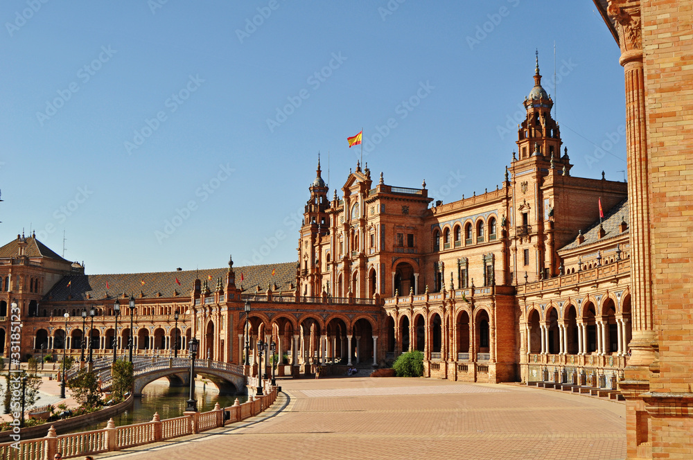 The stunning architecture of the Plaza de Espana in Seville Spain 
