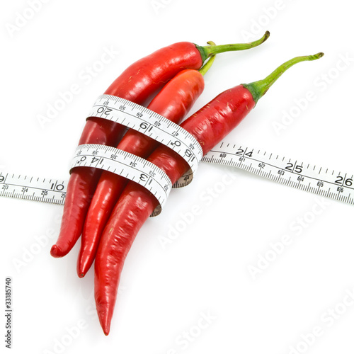 Long red chili and measure tape