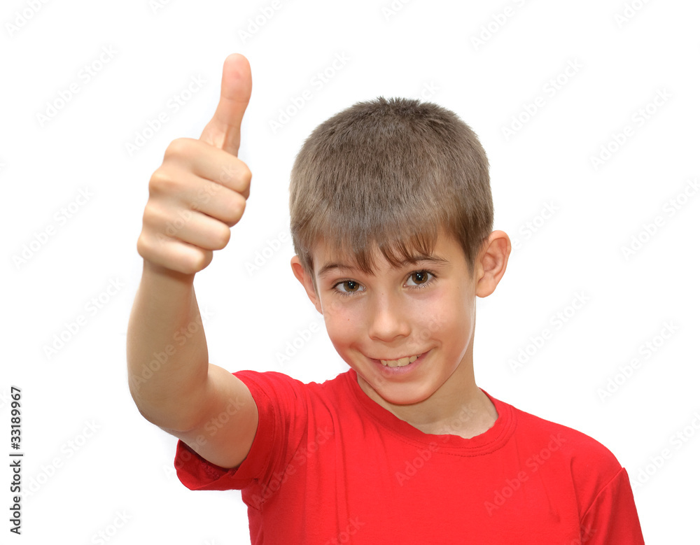 The boy shows emotion gestures The boy shows emotion gestures