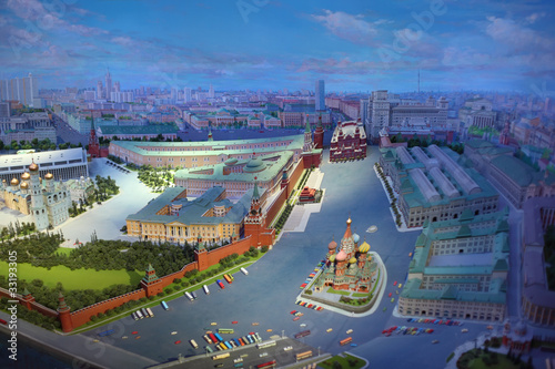 Top view of diorama of Moscow
