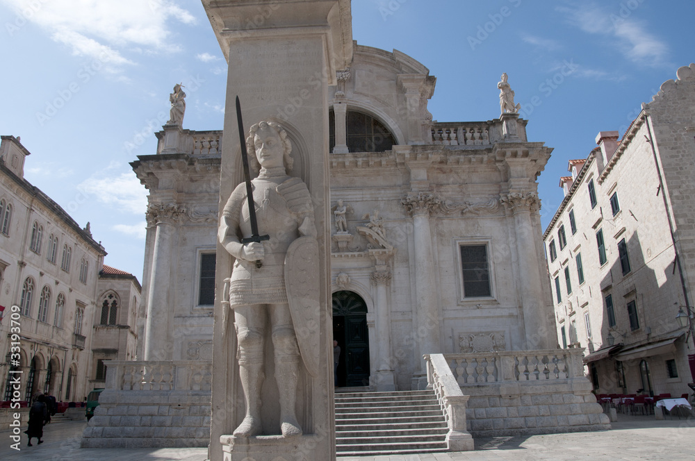 Statue of Roland in walled city of Dubrovnic Croatia