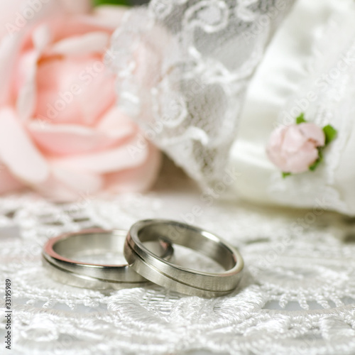 Wedding rings on nostalgic background