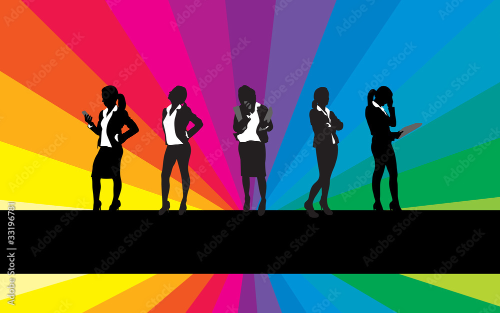 business women on a rainbow background