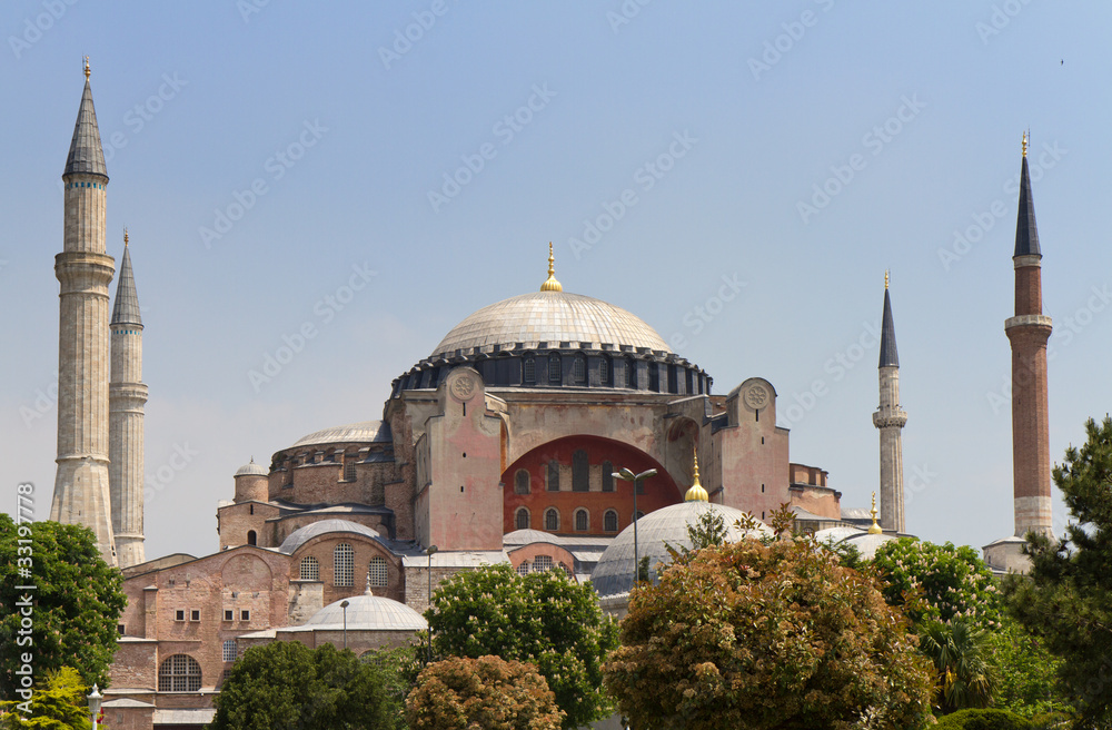 Famous Hagia Sophia under a blue sky