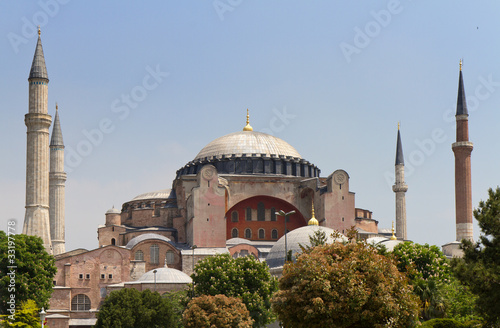 Famous Hagia Sophia under a blue sky