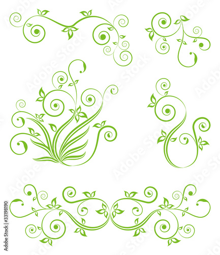Decorative floral elements on the white.