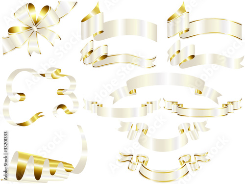 White and gold ribbon set