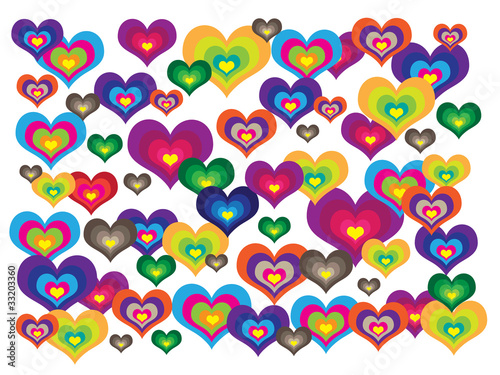 Different colorful hearts