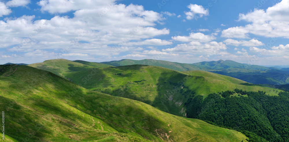 Mountain ridges covered with meadows