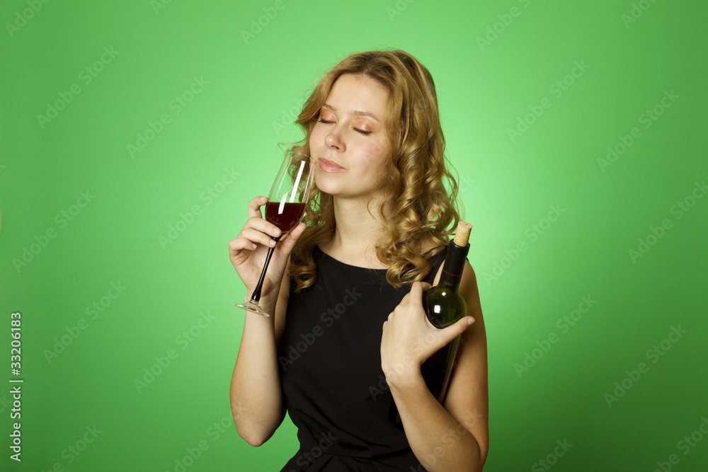 Close-up of woman with glass red wine Close-up of woman with glass red wine
