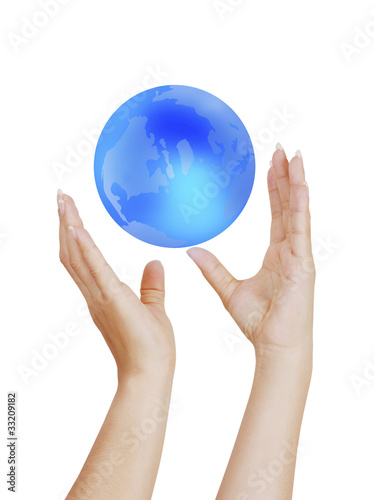 holding a glowing earth globe in his hands
