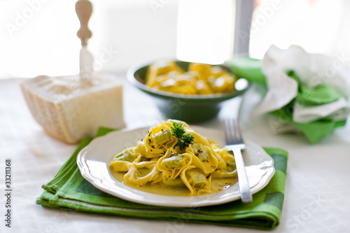 Tortellini with butter and parsley