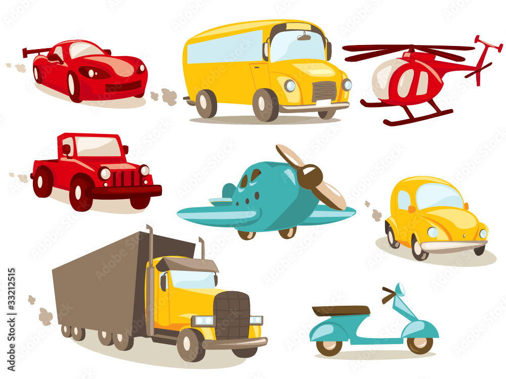 Fototapeta Cartoon pojazdów, ilustracji wektorowych