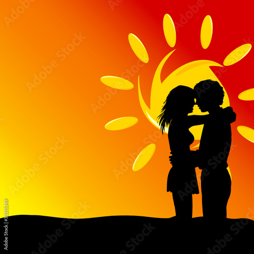 couple young kissing vector illustration