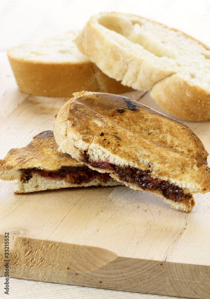 delicious rustic hazelnut spread and jelly sandwich delicious rustic hazelnut spread and jelly sandwich