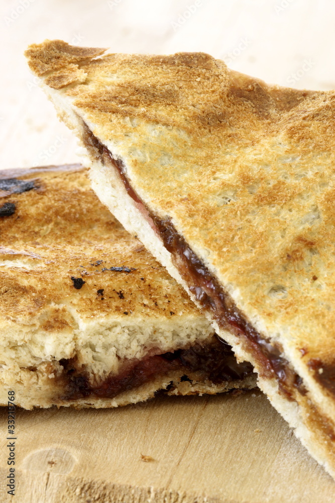 delicious rustic hazelnut spread and jelly sandwich delicious rustic hazelnut spread and jelly sandwich