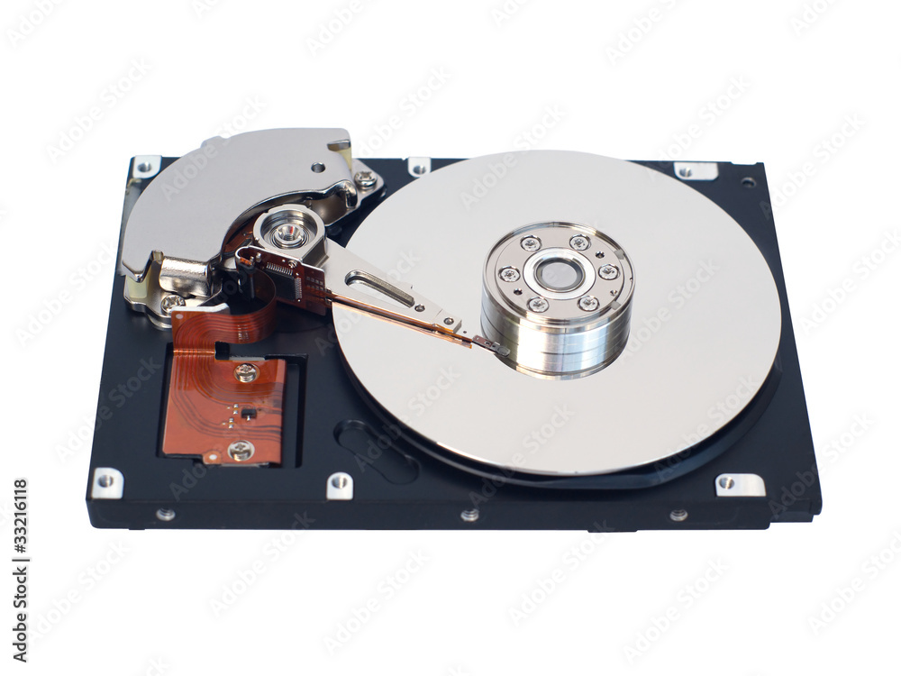 Hard disk with storage surface and writing head mechanism Hard disk with storage surface and writing head mechanism