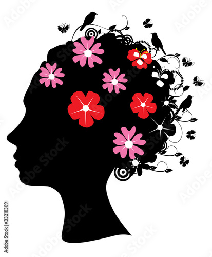vector floral head silhouette © peony