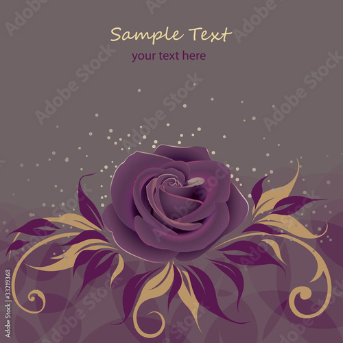 Greeting card with purple rose