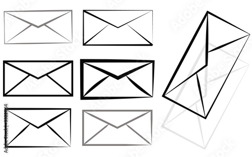 envelopes in black and white