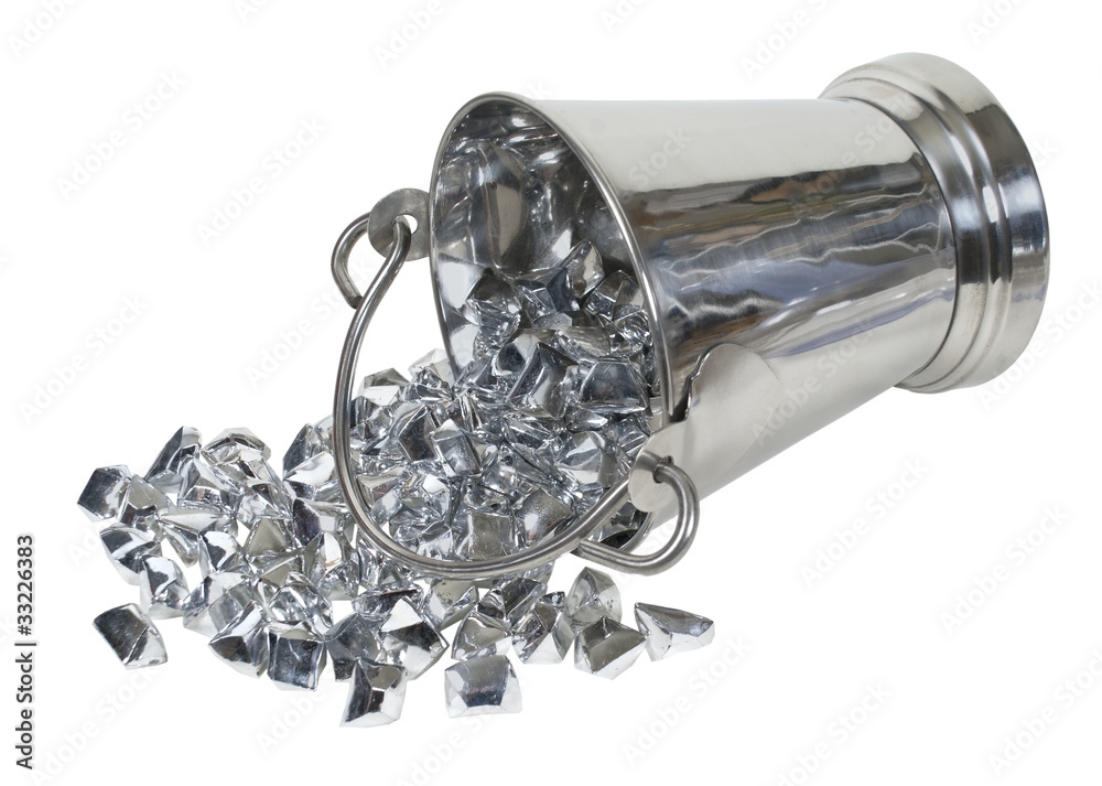 Ice Bucket Filled with Silver Precious Stones Ice Bucket Filled with Silver Precious Stones