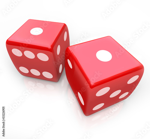 Fotografie Roll the Dice - Snake Eyes in Gambling Game