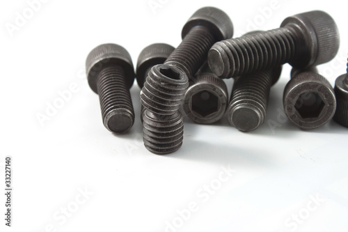 Metal nut on white background