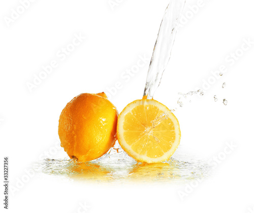 Water splash on lemon